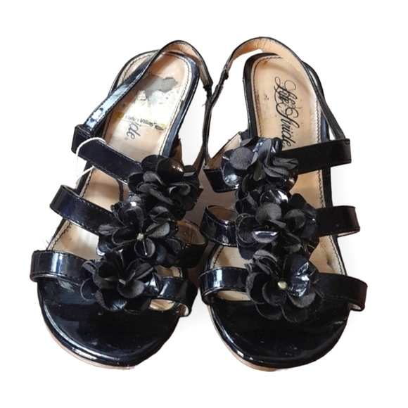 🎊3 FOR $10 LIFE STRIDE WOMENS BLUE SIZE 7 FLORAL PLATFORM SANDALS - Picture 1 of 6